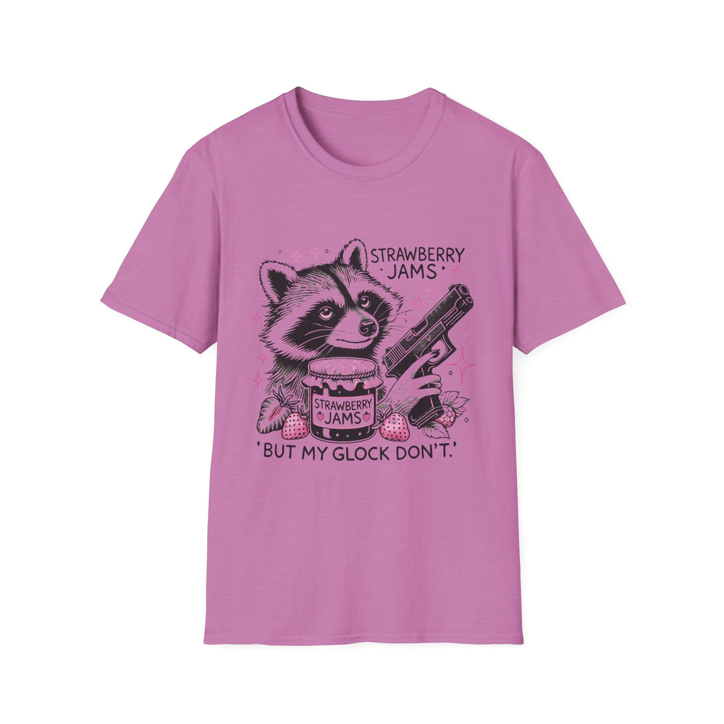Funny Raccoon T-Shirt: 'Strawberry Jams' Graphic Tee, Humor Shirt, Unisex Casual Wear, Gift for Animal Lovers, Birthday Gift