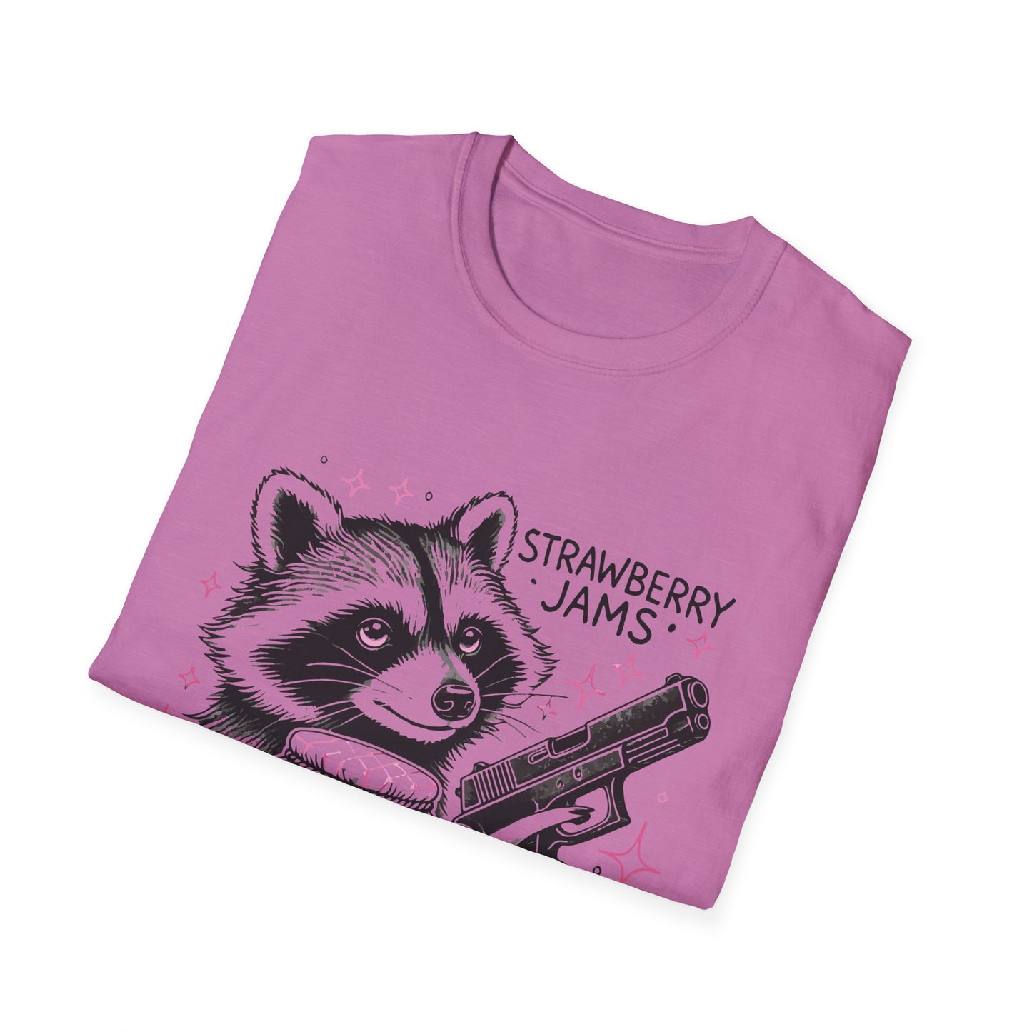 Funny Raccoon T-Shirt: 'Strawberry Jams' Graphic Tee, Humor Shirt, Unisex Casual Wear, Gift for Animal Lovers, Birthday Gift