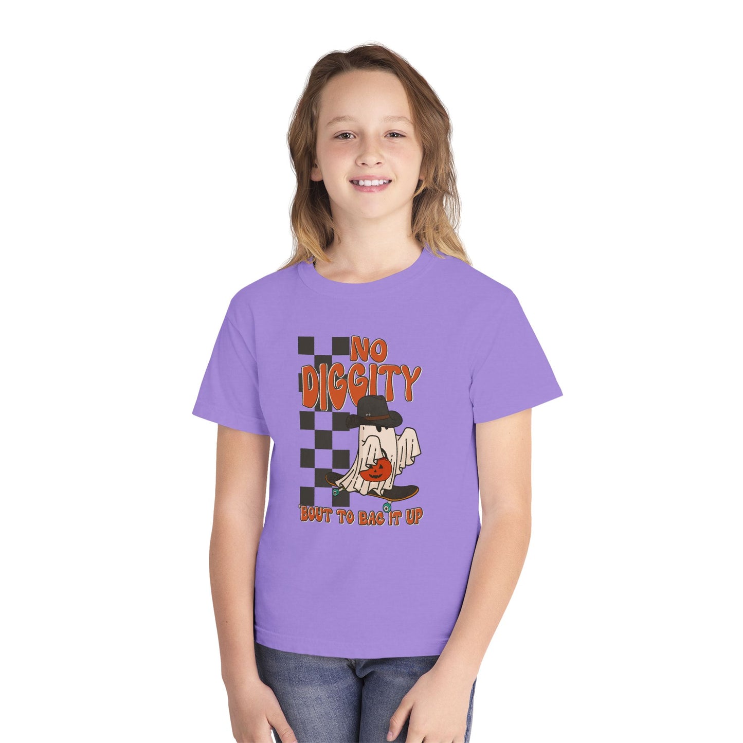 Kids No Diggity Halloween T-Shirt – Comfort Colors® Ghost Skateboard Graphic Tee
