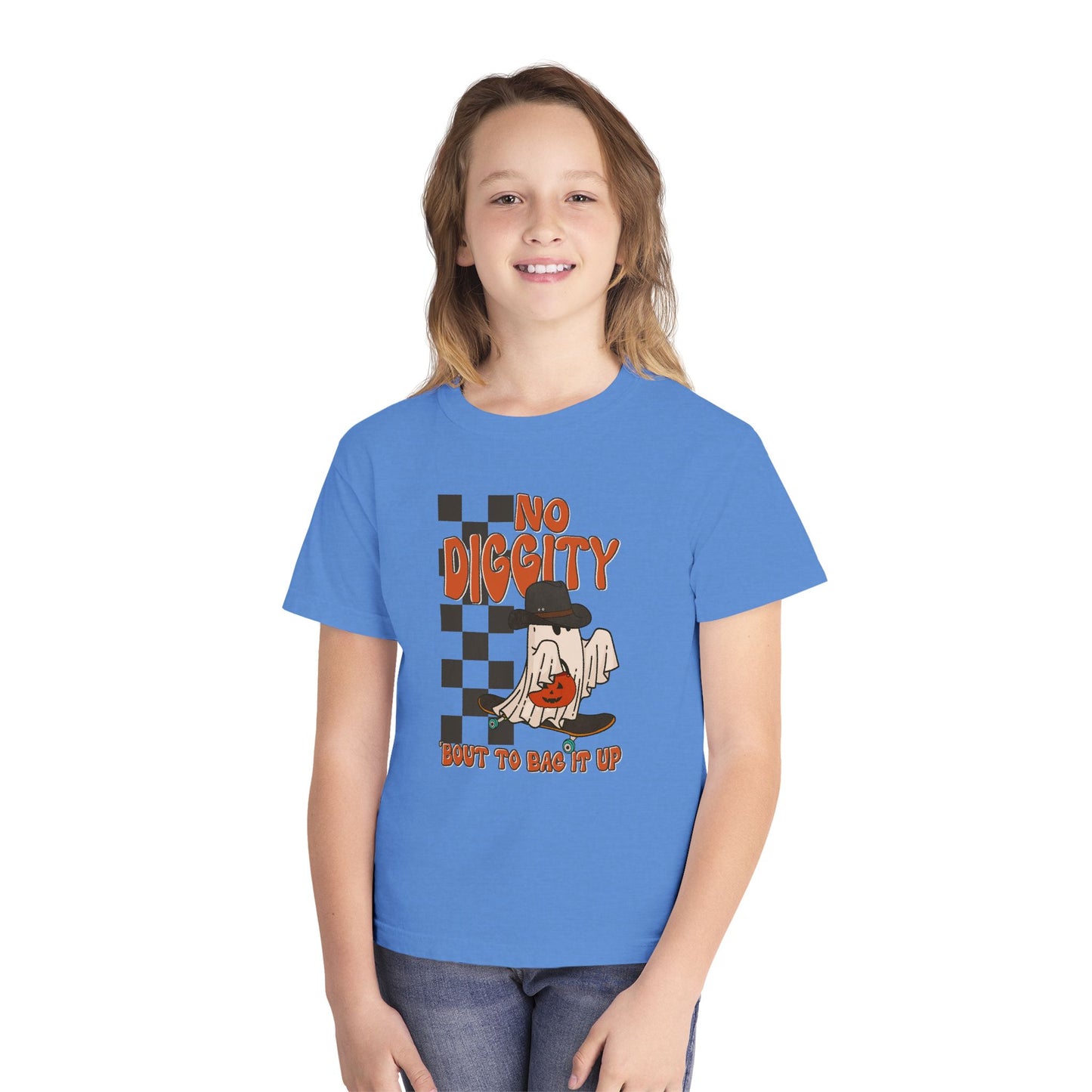 Kids No Diggity Halloween T-Shirt – Comfort Colors® Ghost Skateboard Graphic Tee