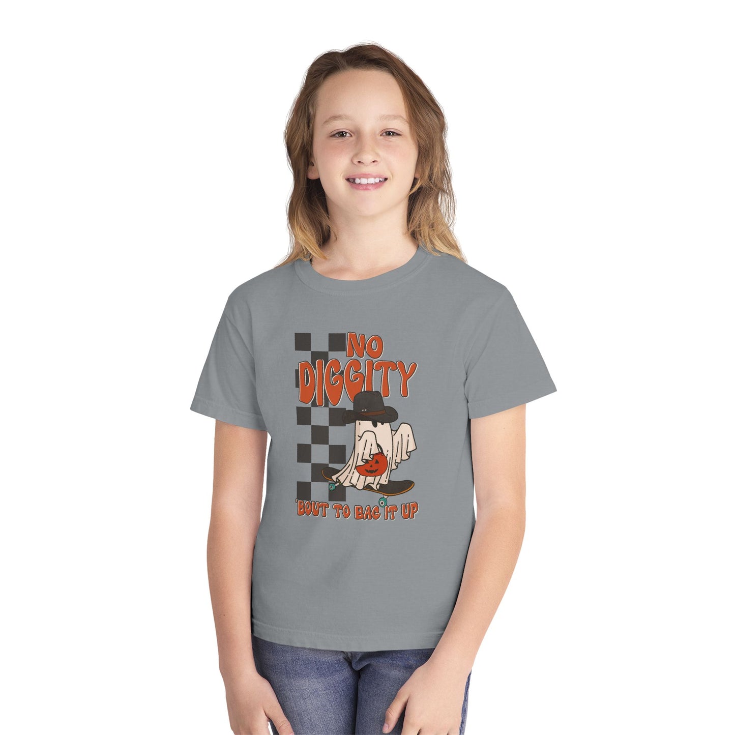 Kids No Diggity Halloween T-Shirt – Comfort Colors® Ghost Skateboard Graphic Tee