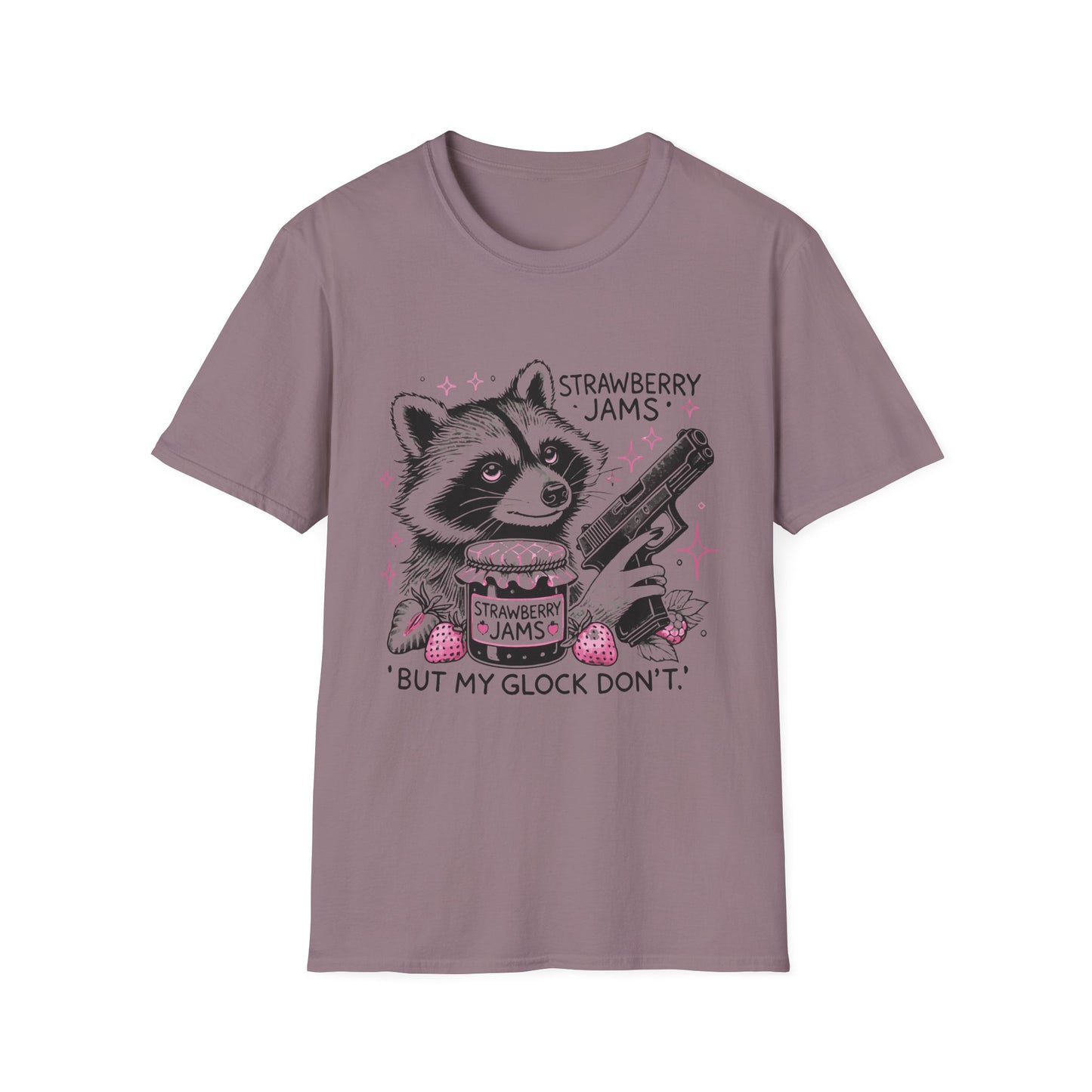 Funny Raccoon T-Shirt: 'Strawberry Jams' Graphic Tee, Humor Shirt, Unisex Casual Wear, Gift for Animal Lovers, Birthday Gift