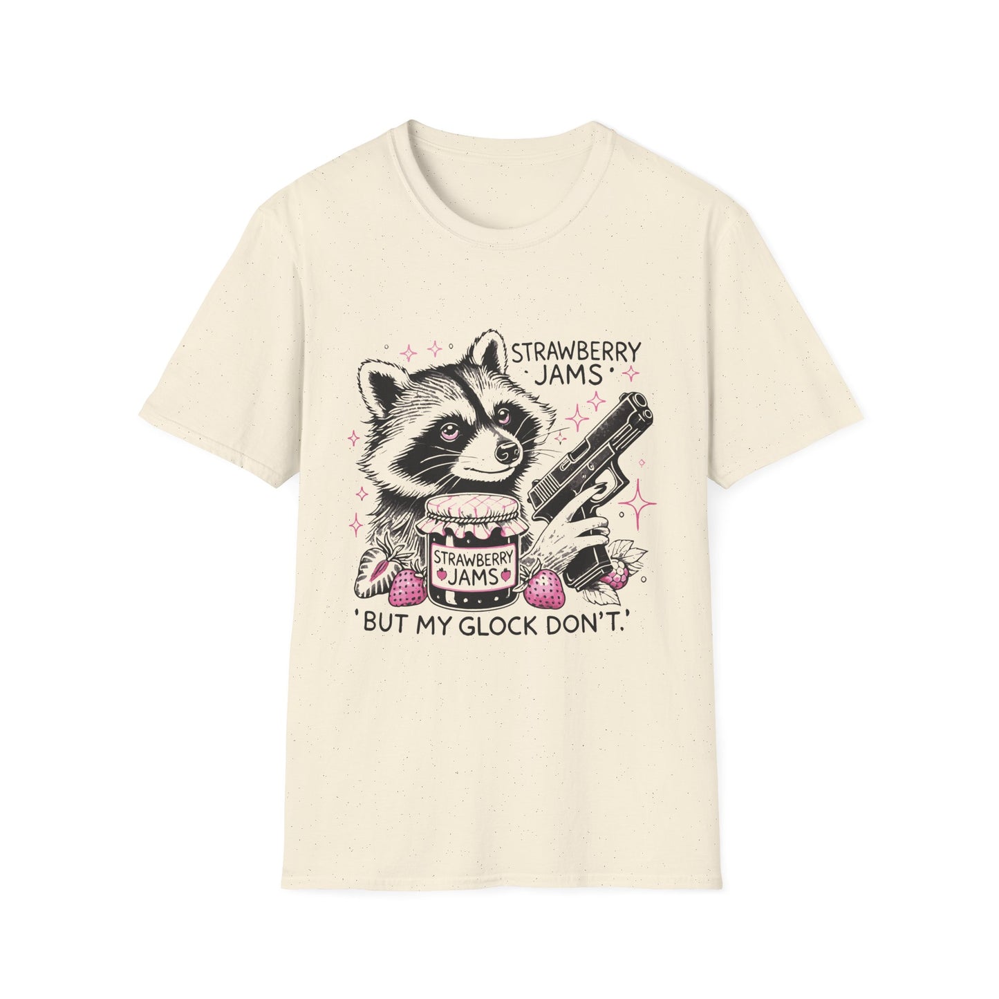 Funny Raccoon T-Shirt: 'Strawberry Jams' Graphic Tee, Humor Shirt, Unisex Casual Wear, Gift for Animal Lovers, Birthday Gift