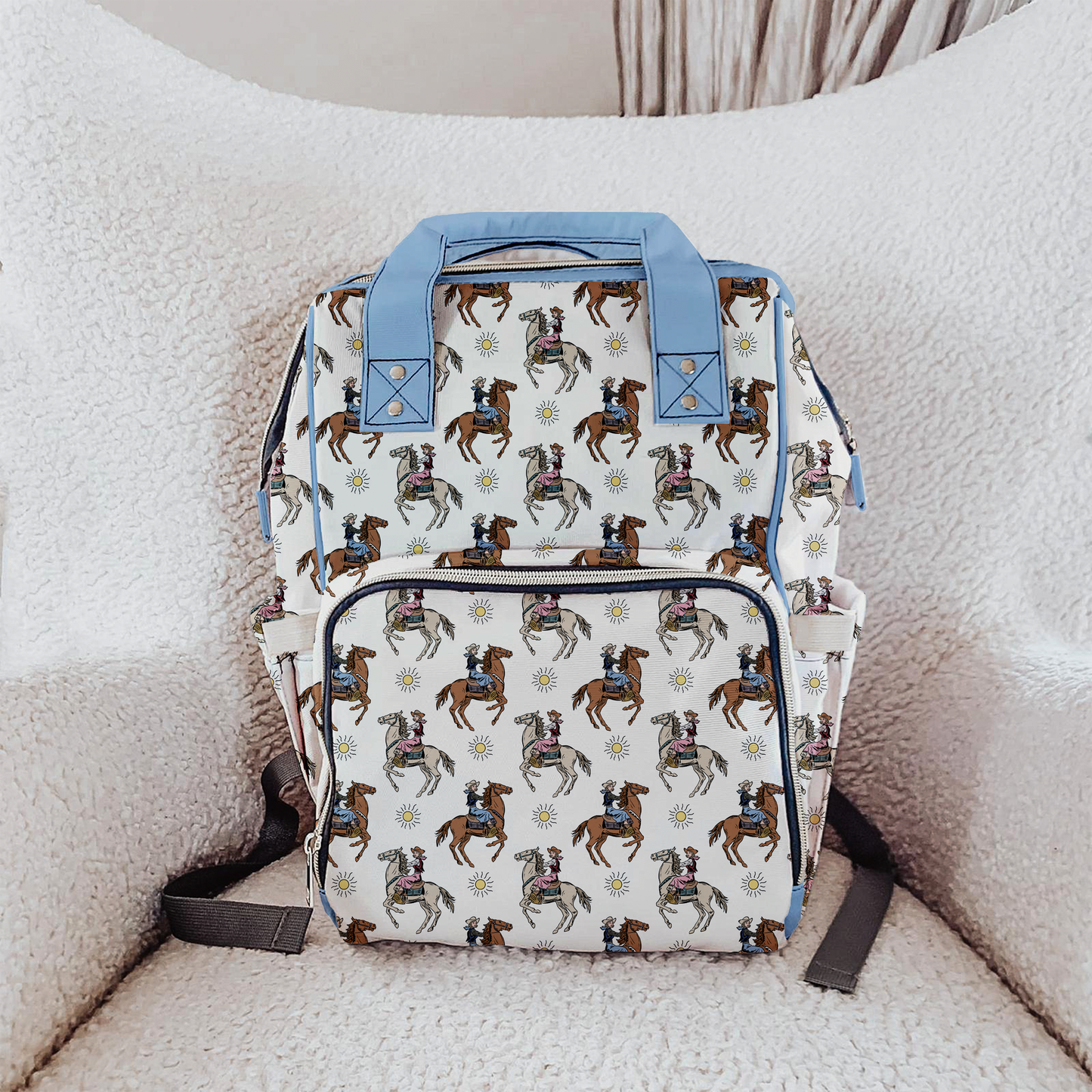 🤠 Vintage Cowgirl Diaper Backpack | Western Baby Bag | Stylish Multifunctional Diaper Bag for Modern Parents