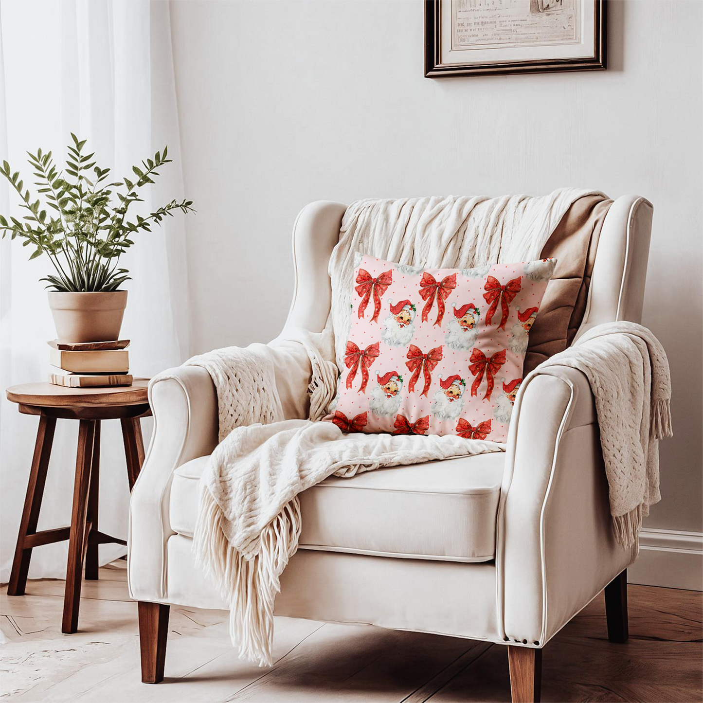 Santa Christmas Pillow – Farmhouse Holiday Throw Cushion 🎅✨