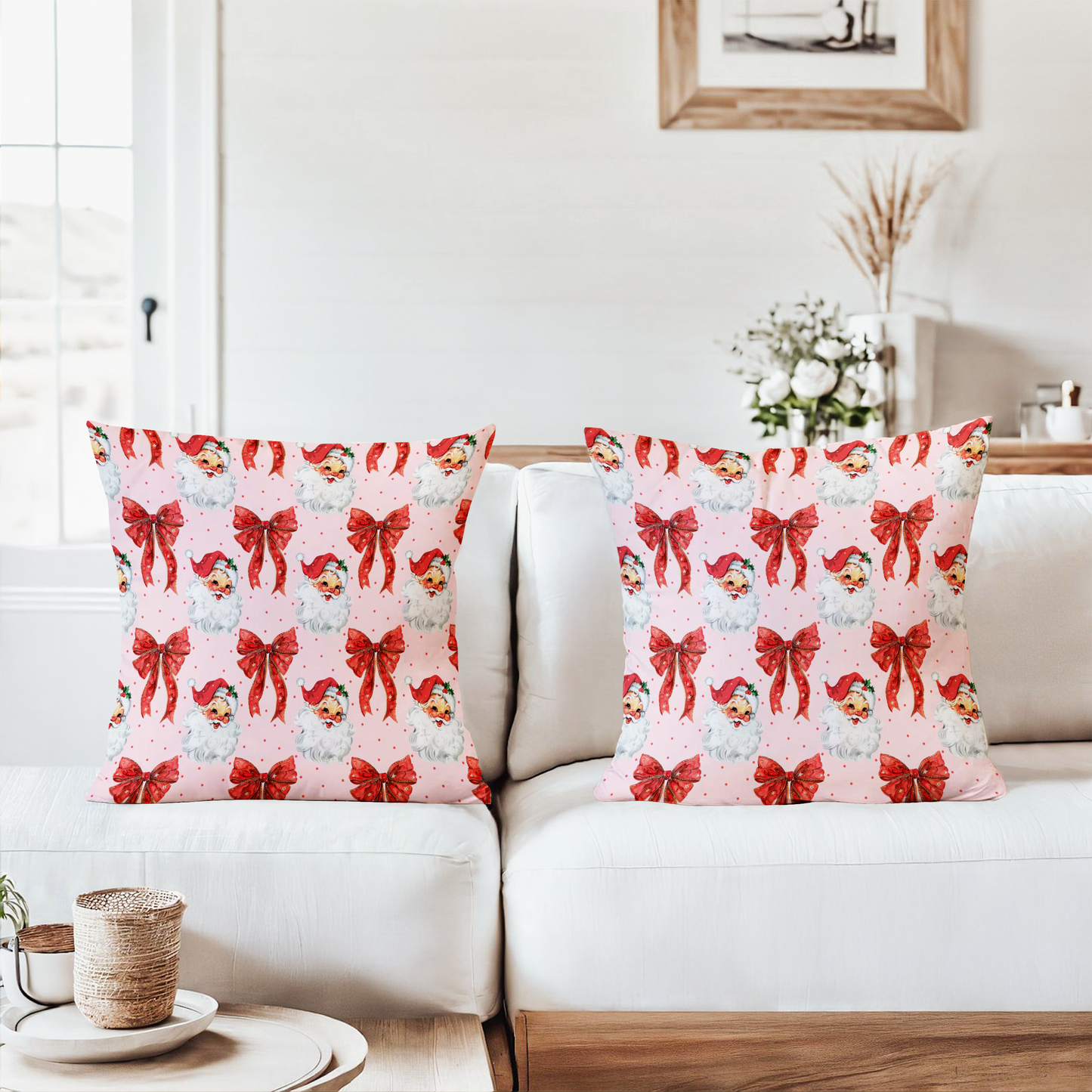 Santa Christmas Pillow – Farmhouse Holiday Throw Cushion 🎅✨