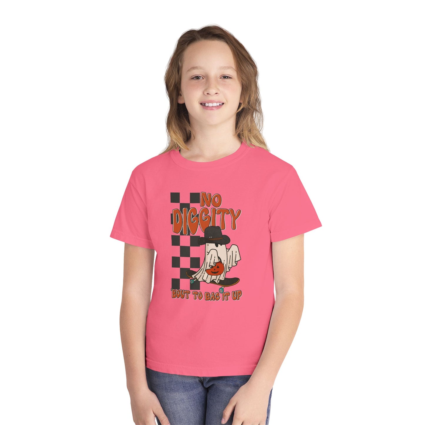 Kids No Diggity Halloween T-Shirt – Comfort Colors® Ghost Skateboard Graphic Tee