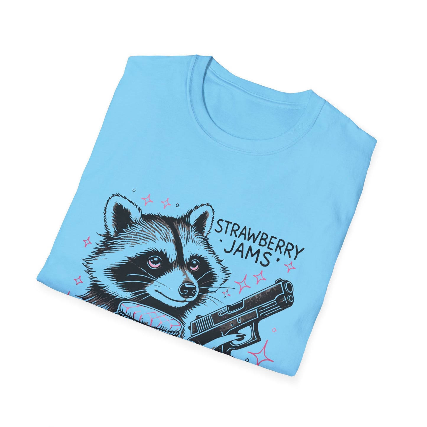 Funny Raccoon T-Shirt: 'Strawberry Jams' Graphic Tee, Humor Shirt, Unisex Casual Wear, Gift for Animal Lovers, Birthday Gift