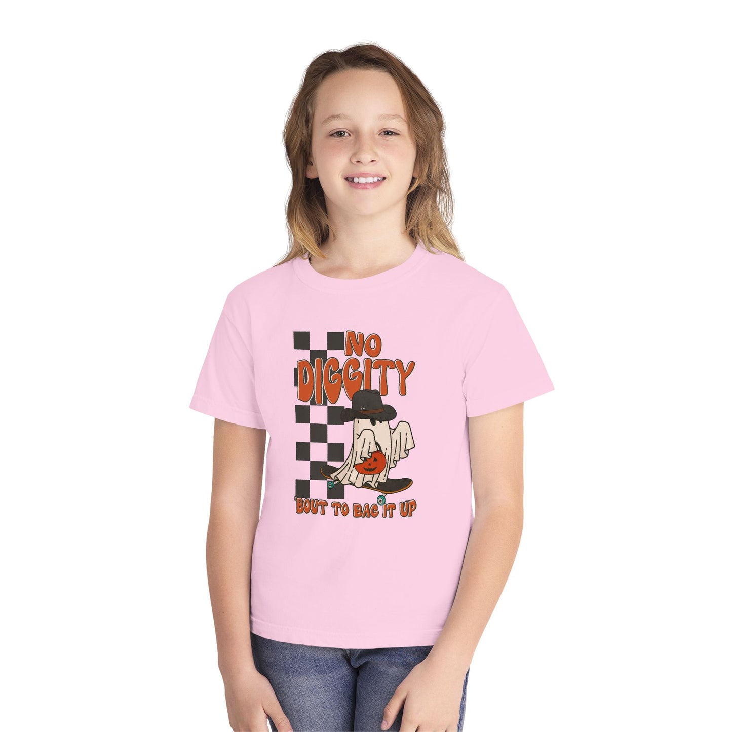 Kids No Diggity Halloween T-Shirt – Comfort Colors® Ghost Skateboard Graphic Tee