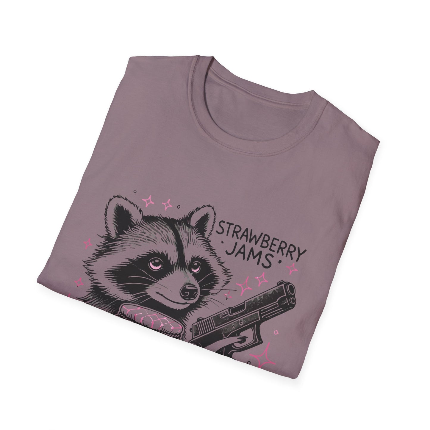 Funny Raccoon T-Shirt: 'Strawberry Jams' Graphic Tee, Humor Shirt, Unisex Casual Wear, Gift for Animal Lovers, Birthday Gift