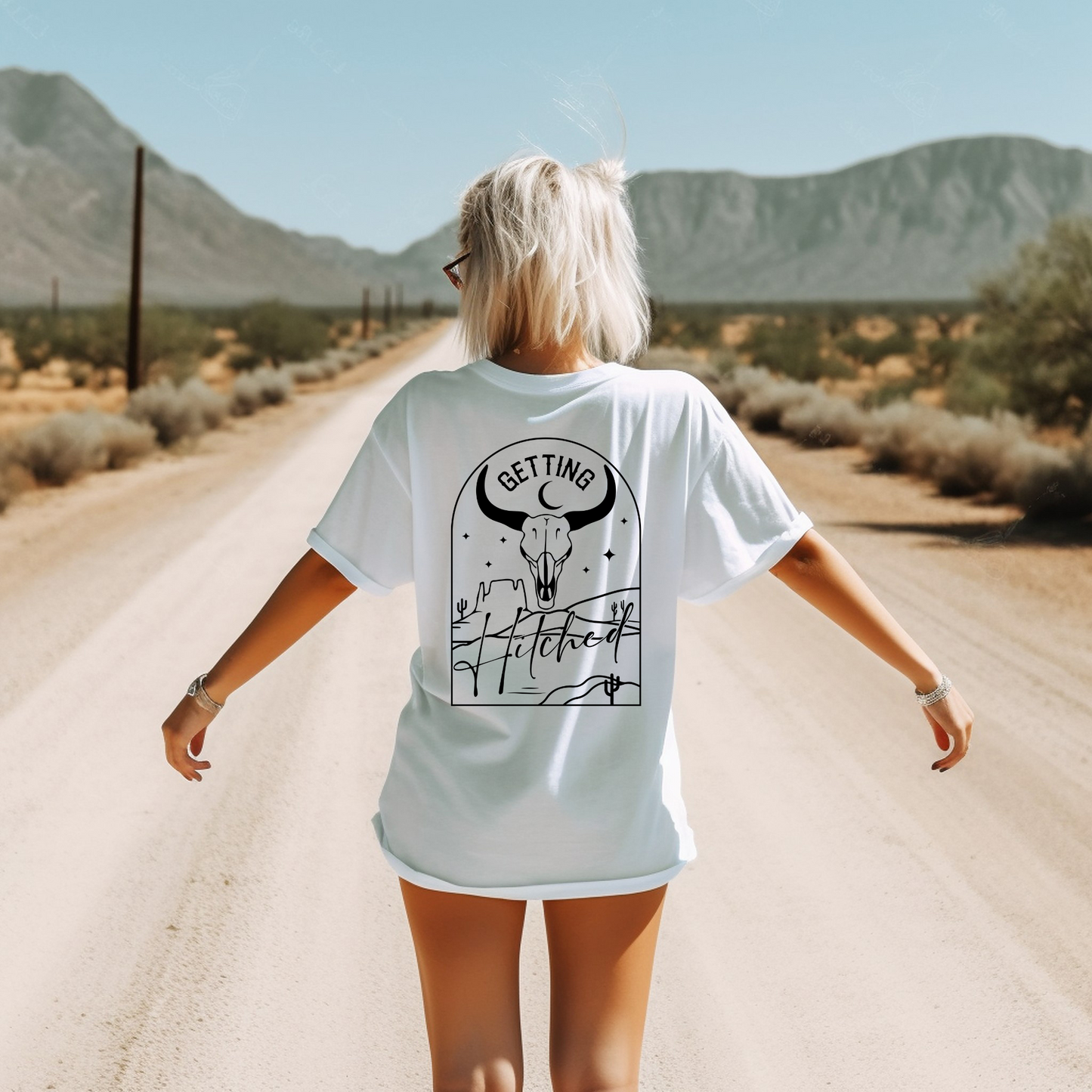 Getting Hitched Western Bride Tee