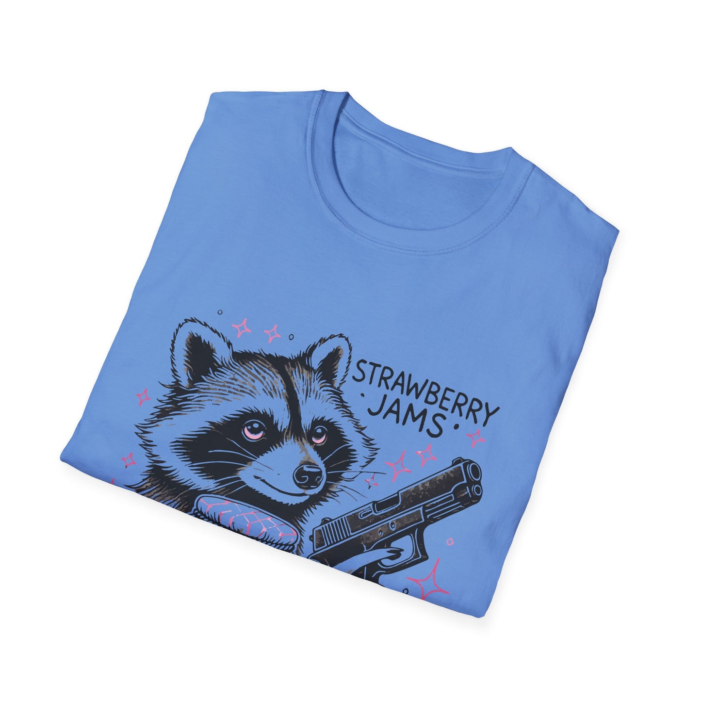 Funny Raccoon T-Shirt: 'Strawberry Jams' Graphic Tee, Humor Shirt, Unisex Casual Wear, Gift for Animal Lovers, Birthday Gift