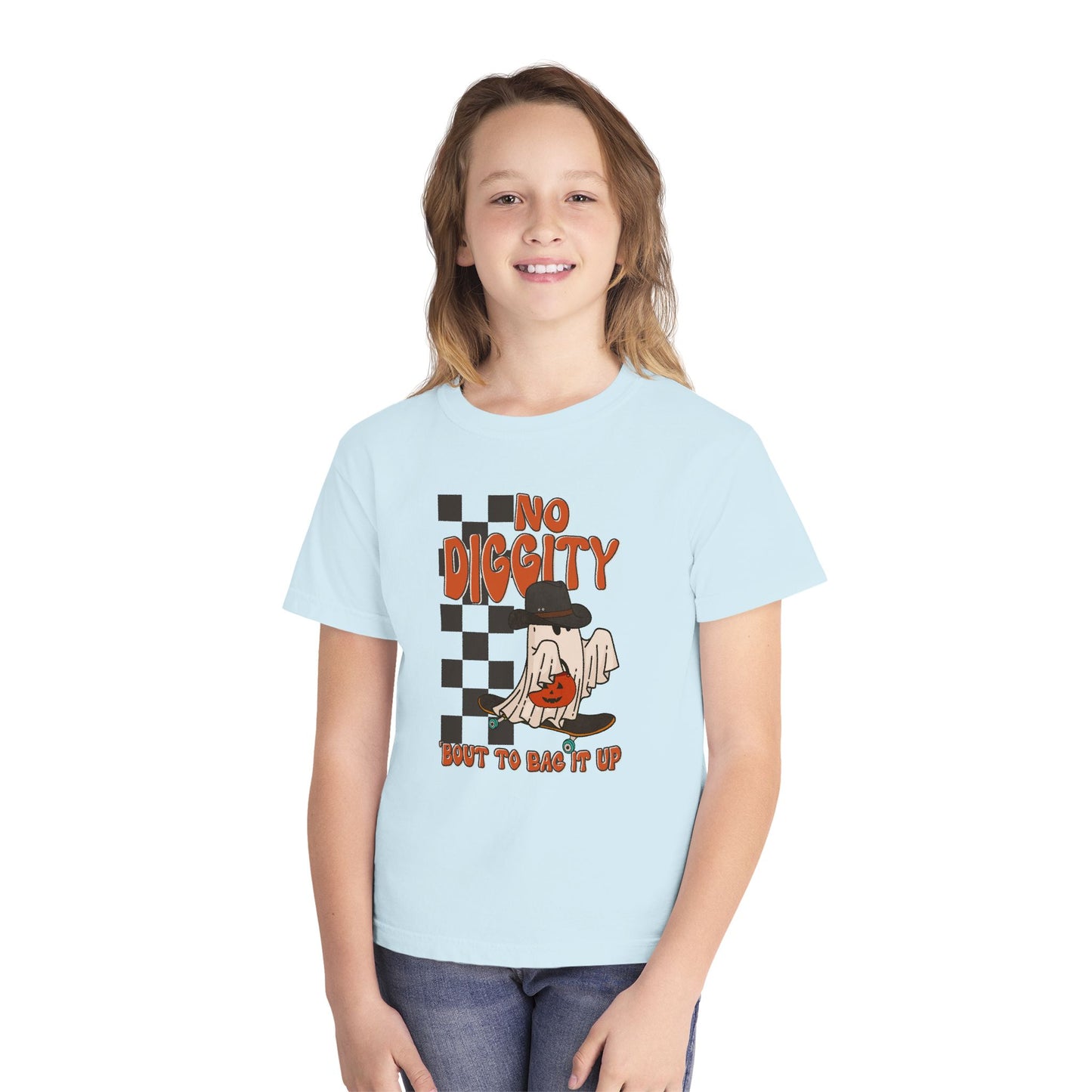 Kids No Diggity Halloween T-Shirt – Comfort Colors® Ghost Skateboard Graphic Tee
