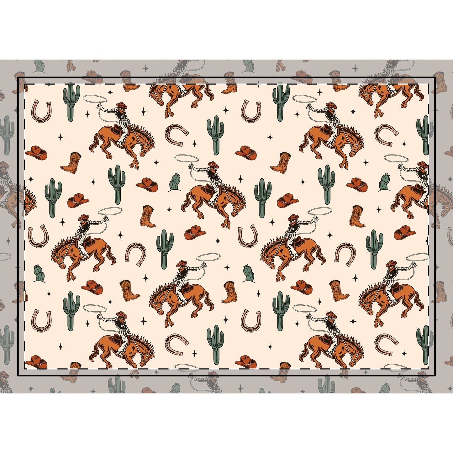 Rustic Cowboy Rug with Western Design, Home Decor, Cowgirl Gift, Boho Living Room, Unique Area Rug