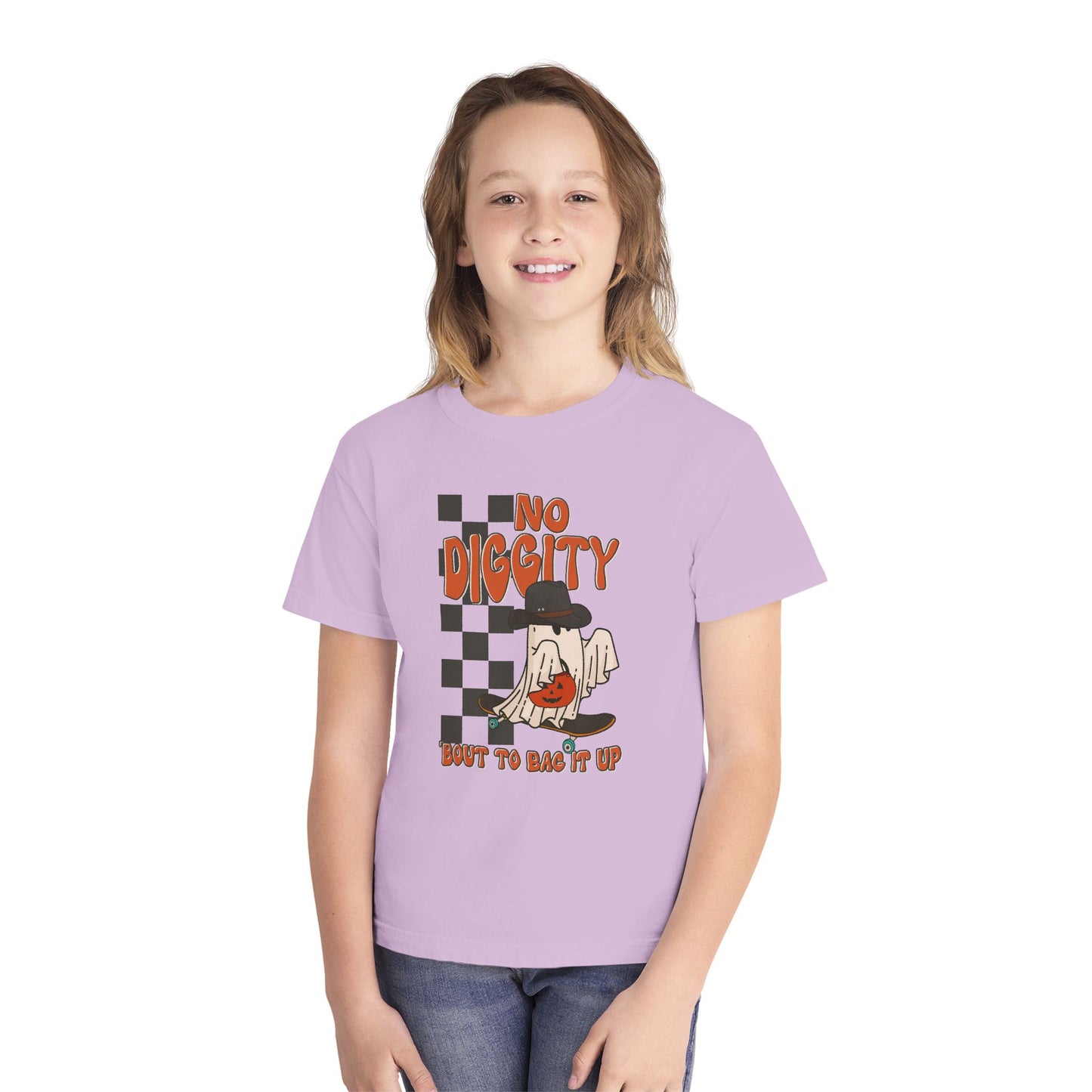 Kids No Diggity Halloween T-Shirt – Comfort Colors® Ghost Skateboard Graphic Tee