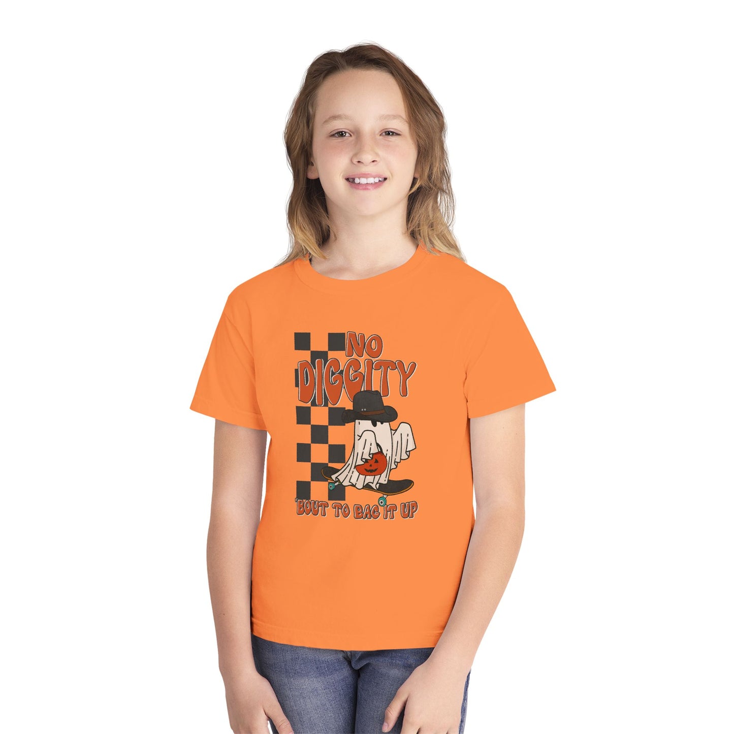 Kids No Diggity Halloween T-Shirt – Comfort Colors® Ghost Skateboard Graphic Tee