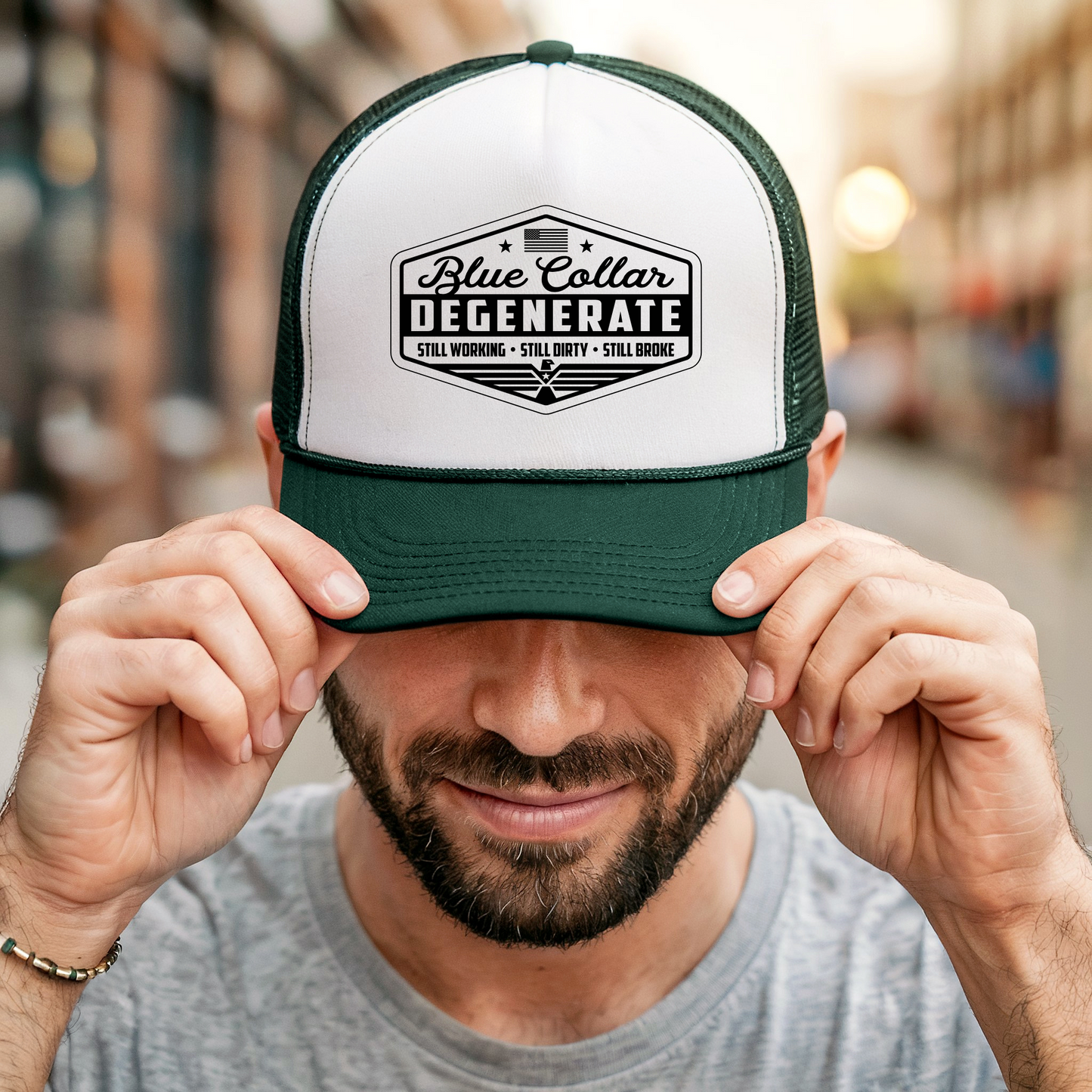 Blue Collar Degenerate Trucker Hat