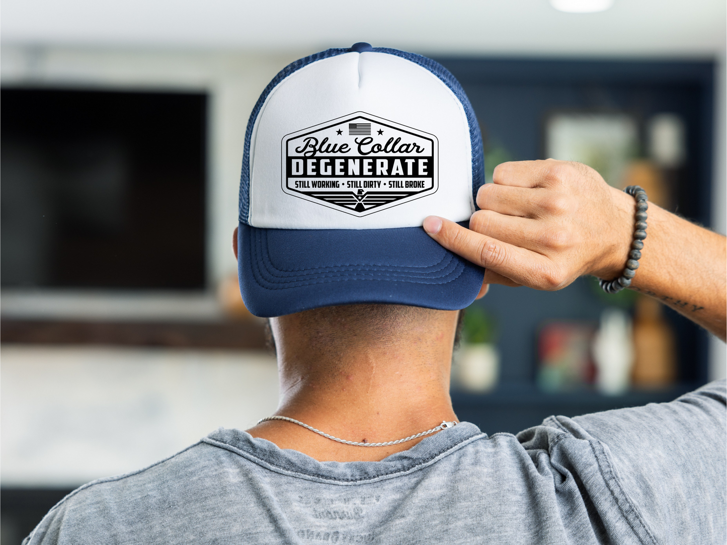 Blue Collar Degenerate Trucker Hat