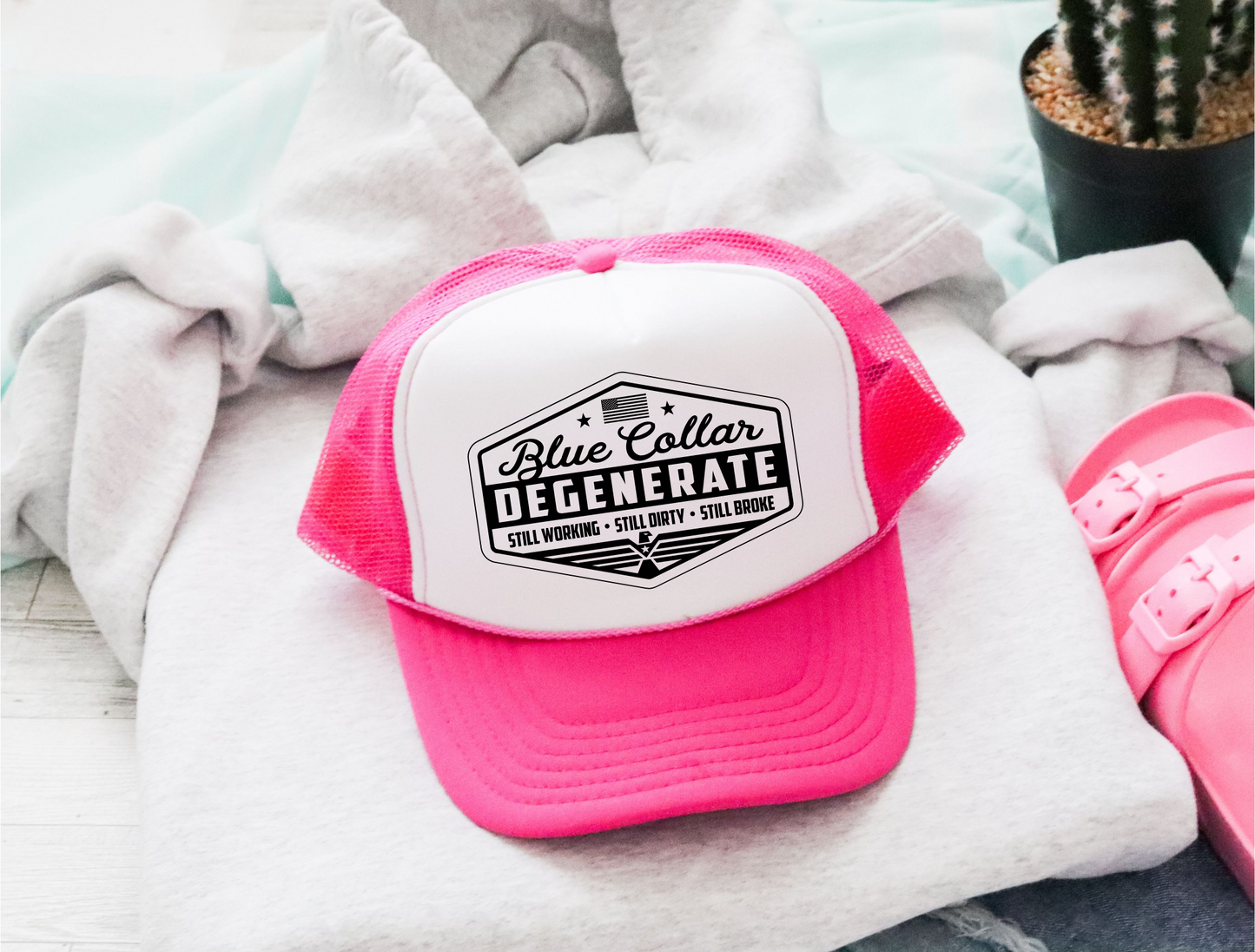 Blue Collar Degenerate Trucker Hat