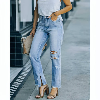 Women's Distressed Straight Leg Jeans