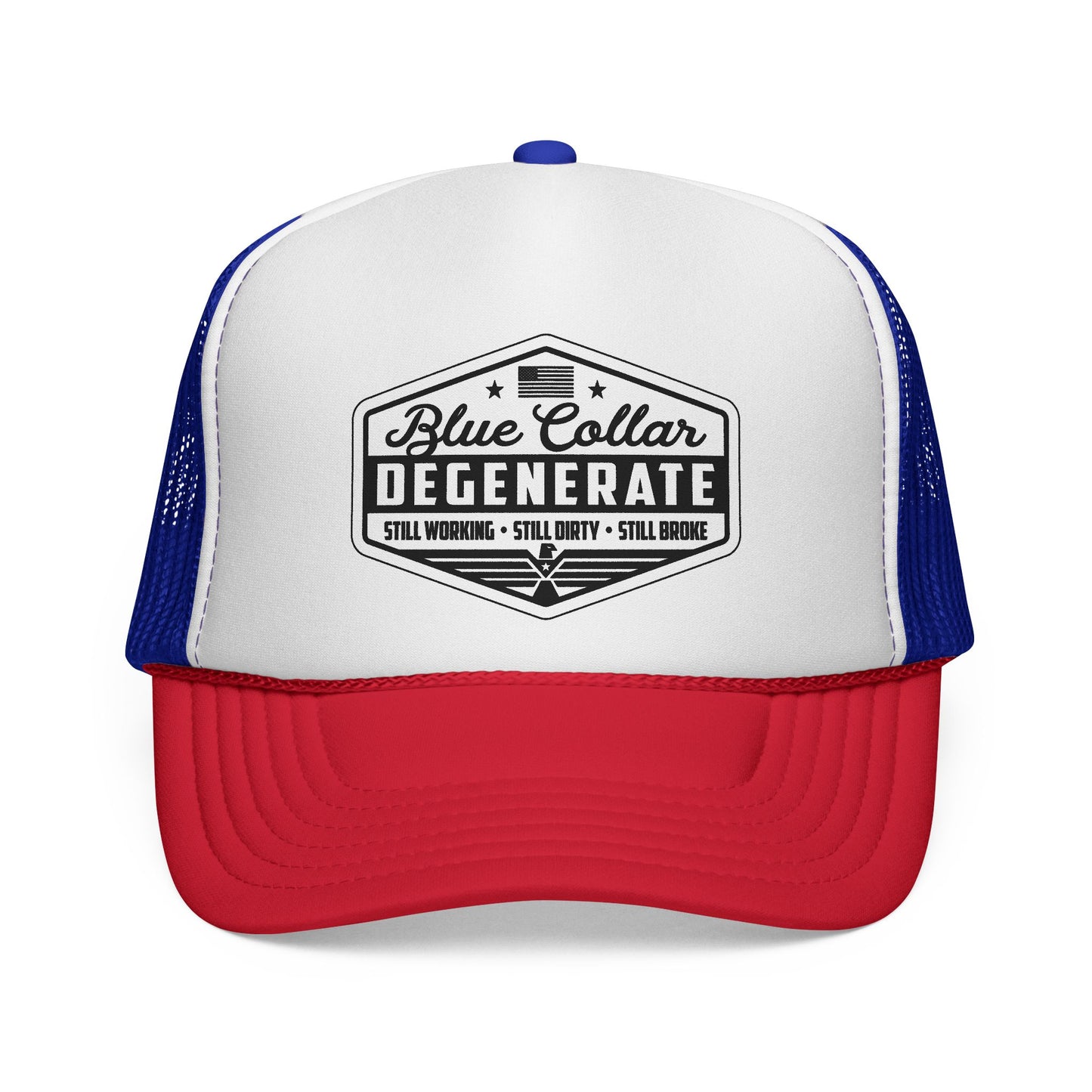 Blue Collar Degenerate Trucker Hat, Otto Trucker Cap, Funny Hats For Men, Adult Humor Gifts, Blue Collar Trucker Hats, Blue Collar Quote
