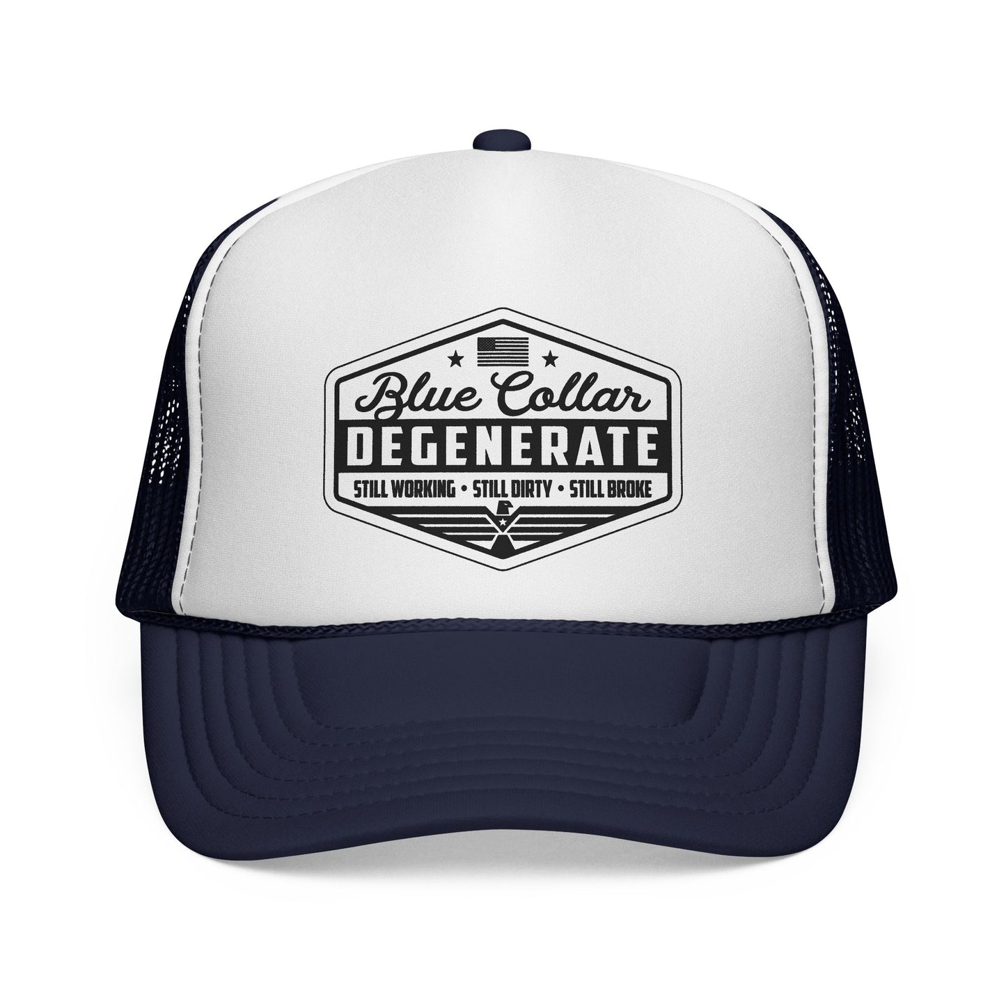 Blue Collar Degenerate Trucker Hat, Otto Trucker Cap, Funny Hats For Men, Adult Humor Gifts, Blue Collar Trucker Hats, Blue Collar Quote