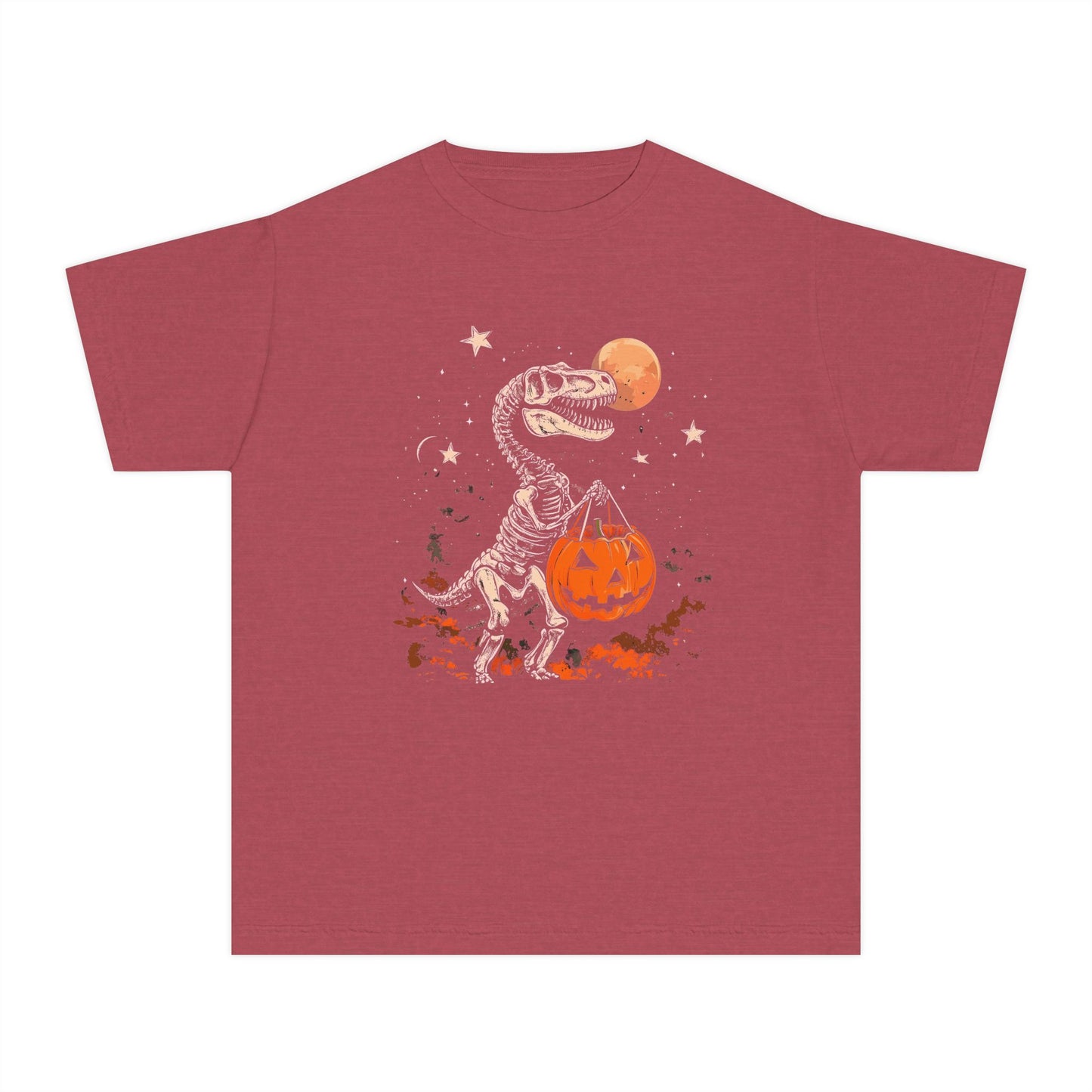 Dinosaur Halloween Youth Tee, Fun T-Shirt for Kids, Trick or Treat Kids Shirt, Spooky Kids Halloween Outfit, Dino Costume Tee