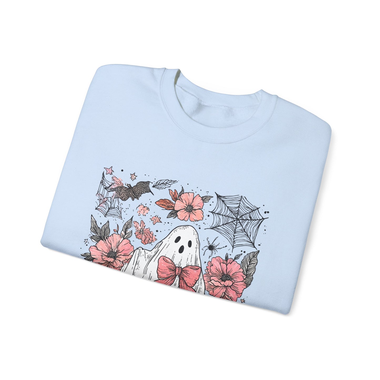 Halloween Ghost Sweatshirt - Cozy Unisex Crewneck with Pumpkins, Perfect for Fall, Ghost Lovers, Autumn Apparel, Spooky Season