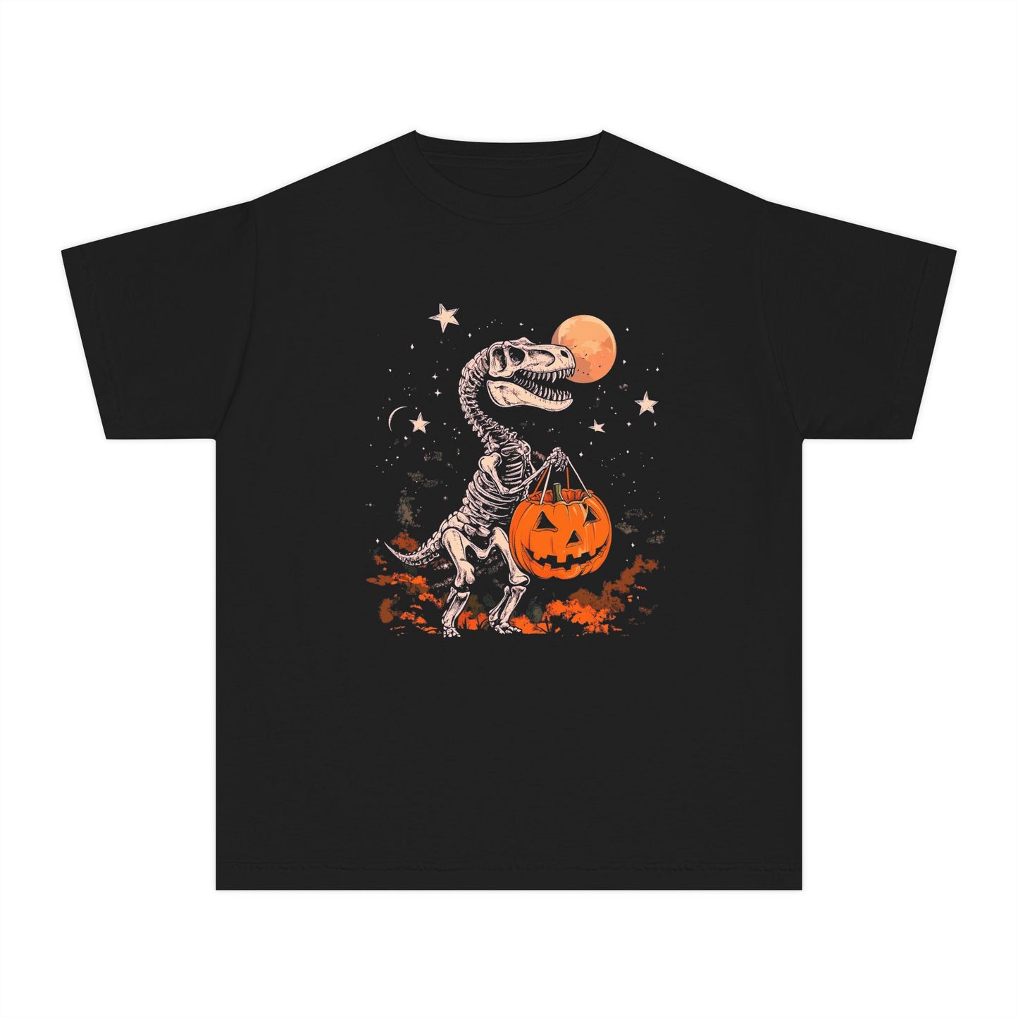 Dinosaur Halloween Youth Tee, Fun T-Shirt for Kids, Trick or Treat Kids Shirt, Spooky Kids Halloween Outfit, Dino Costume Tee
