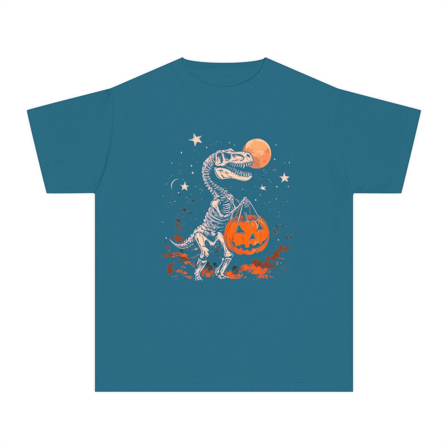 Dinosaur Halloween Youth Tee, Fun T-Shirt for Kids, Trick or Treat Kids Shirt, Spooky Kids Halloween Outfit, Dino Costume Tee