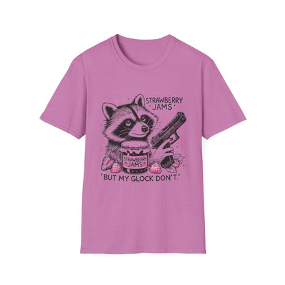 Funny Raccoon T-Shirt: 'Strawberry Jams' Graphic Tee, Humor Shirt, Unisex Casual Wear, Gift for Animal Lovers, Birthday Gift