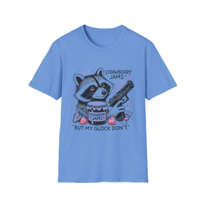 Funny Raccoon T-Shirt: 'Strawberry Jams' Graphic Tee, Humor Shirt, Unisex Casual Wear, Gift for Animal Lovers, Birthday Gift