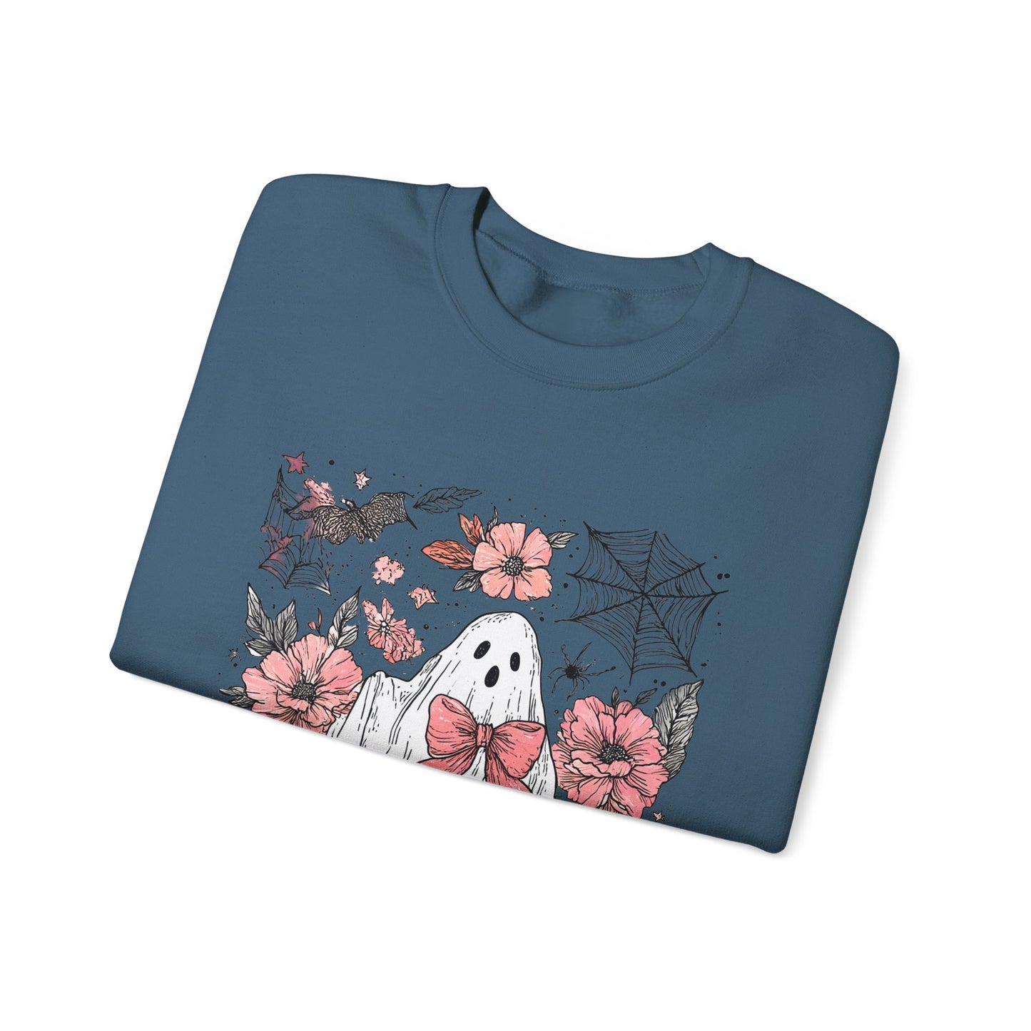 Halloween Ghost Sweatshirt - Cozy Unisex Crewneck with Pumpkins, Perfect for Fall, Ghost Lovers, Autumn Apparel, Spooky Season