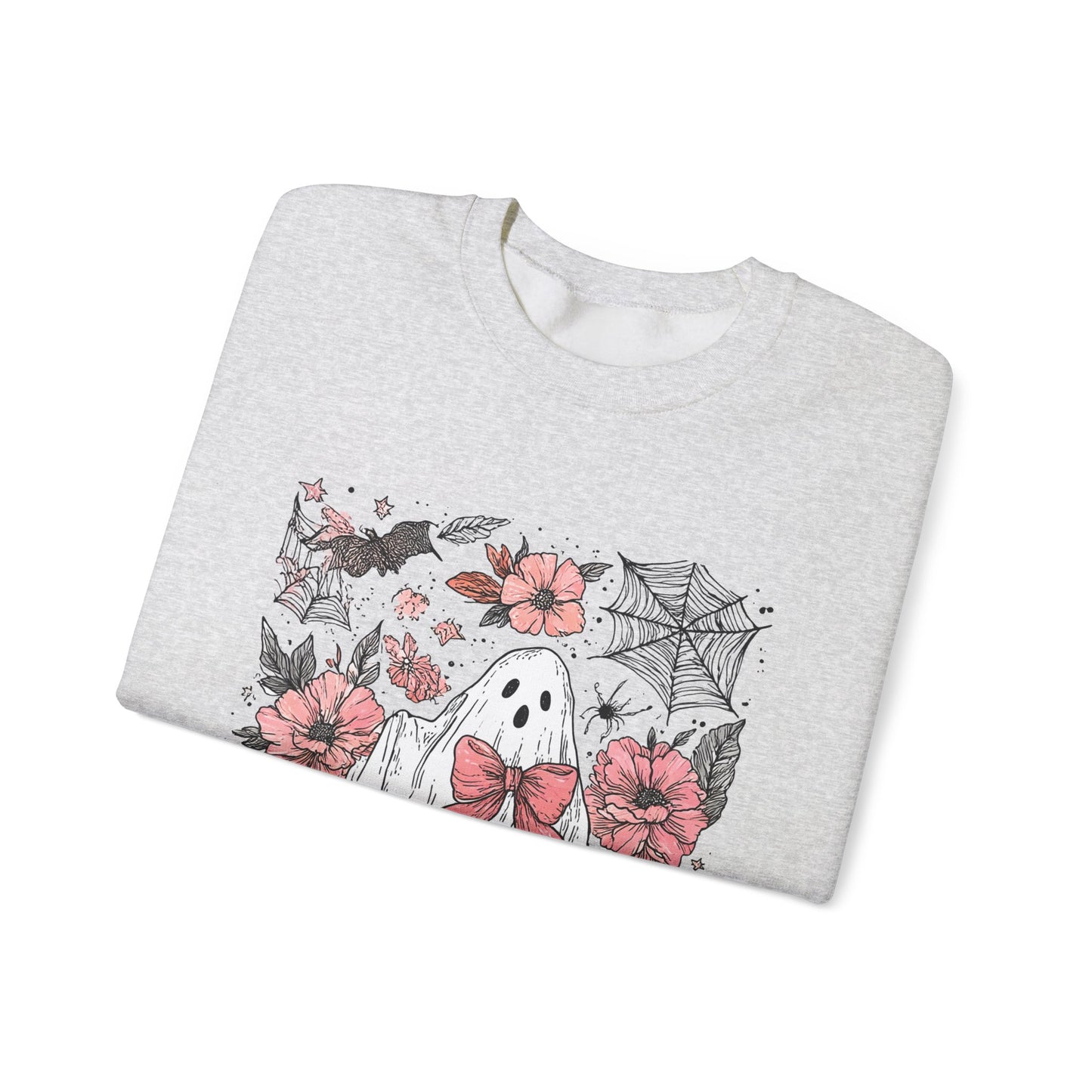 Halloween Ghost Sweatshirt - Cozy Unisex Crewneck with Pumpkins, Perfect for Fall, Ghost Lovers, Autumn Apparel, Spooky Season