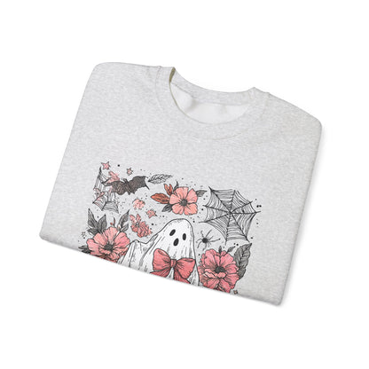 Halloween Ghost Sweatshirt - Cozy Unisex Crewneck with Pumpkins, Perfect for Fall, Ghost Lovers, Autumn Apparel, Spooky Season