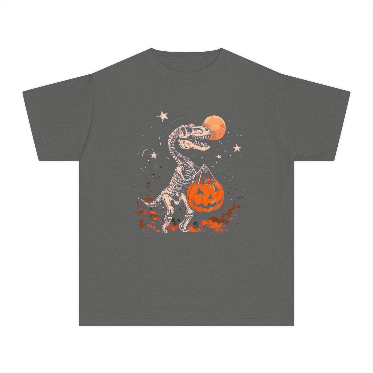 Dinosaur Halloween Youth Tee, Fun T-Shirt for Kids, Trick or Treat Kids Shirt, Spooky Kids Halloween Outfit, Dino Costume Tee