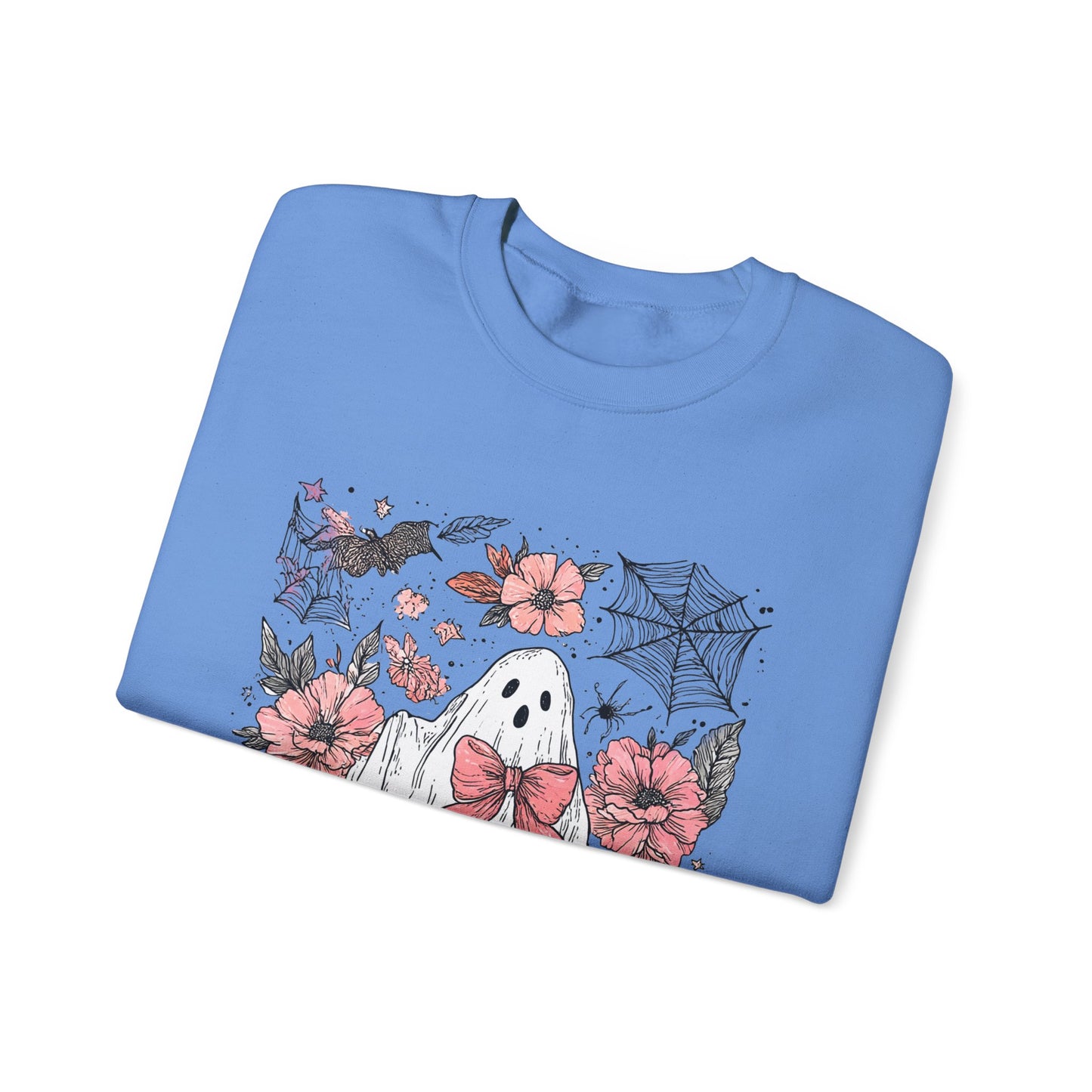 Halloween Ghost Sweatshirt - Cozy Unisex Crewneck with Pumpkins, Perfect for Fall, Ghost Lovers, Autumn Apparel, Spooky Season
