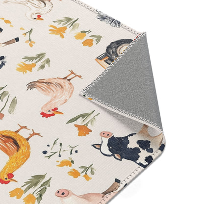 Farmhouse Kids Area Rug with Farm Animals &amp; Tractors