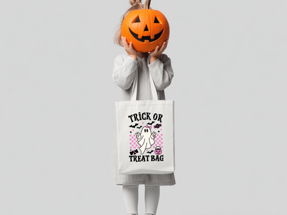 Kids Trick-or-Treat Tote Bag | Halloween Candy Bag | Cute Ghost Canvas Tote for Kids