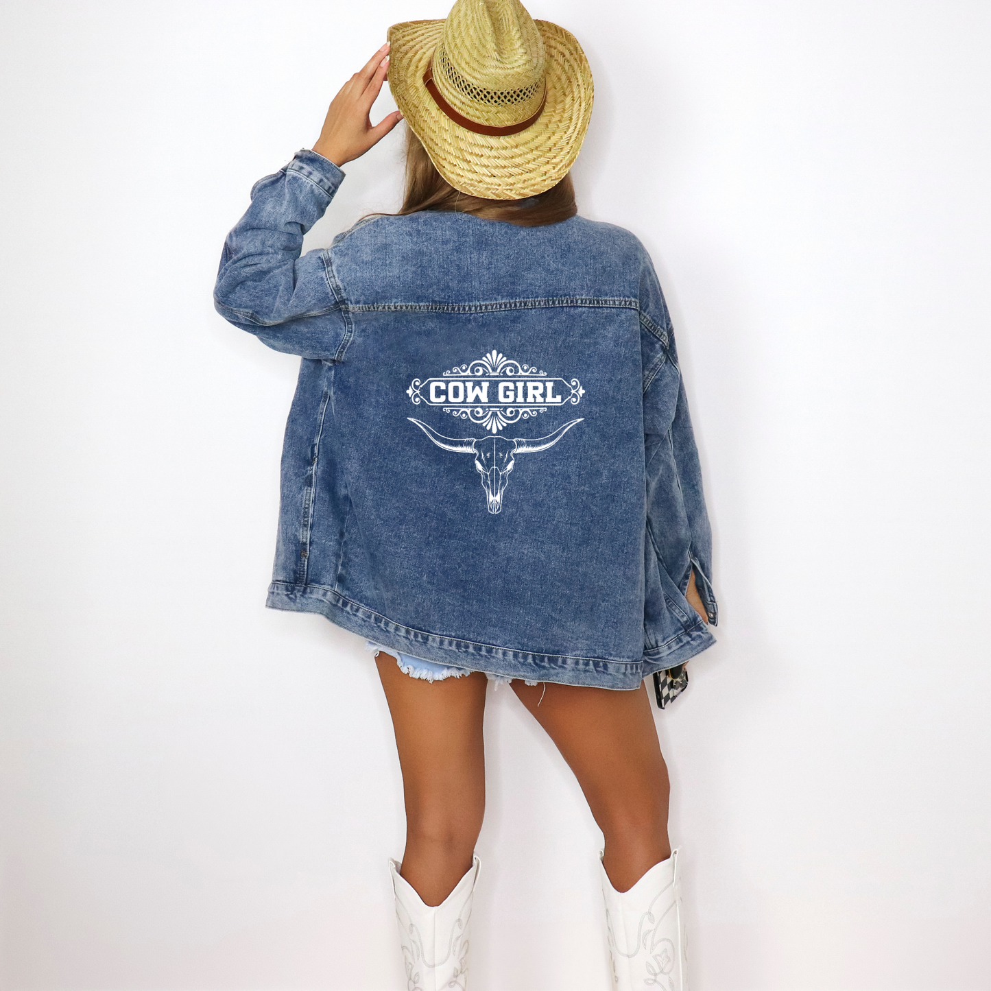 Cowgirl Oversized Denim Jacket | Western Rodeo Concert Outfit