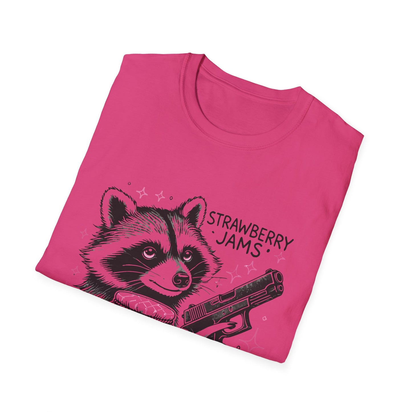 Funny Raccoon T-Shirt: 'Strawberry Jams' Graphic Tee, Humor Shirt, Unisex Casual Wear, Gift for Animal Lovers, Birthday Gift