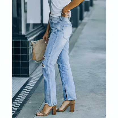 Women's Distressed Straight Leg Jeans