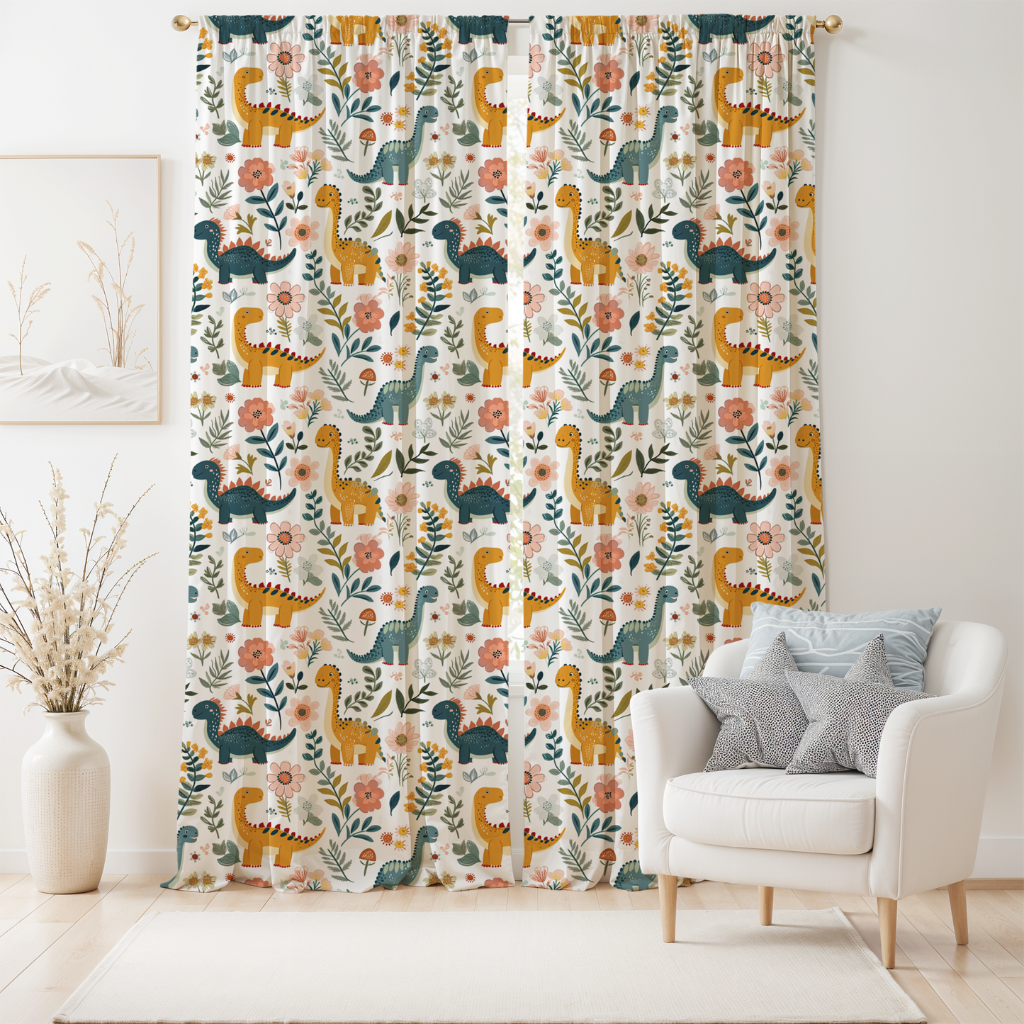 Dino Dreams 🦕 Kids Window Curtain