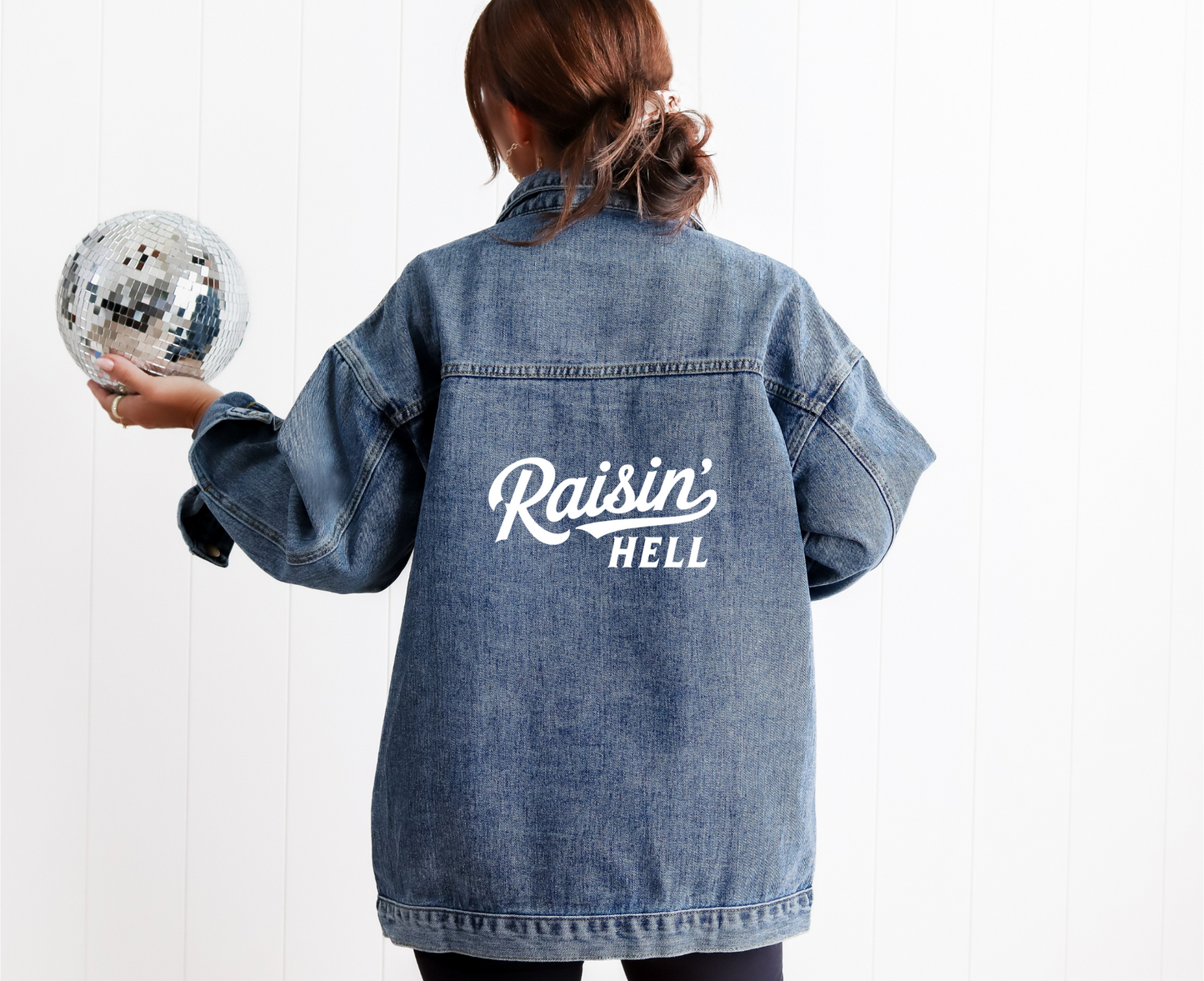 Raisin’ Hell Oversized Denim Jacket | Western Cowgirl Concert Outfit