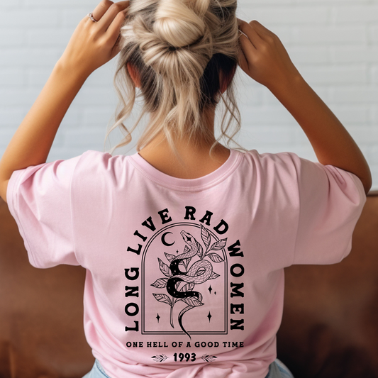 Long Live Rad Women Graphic Tee | Bella+Canvas Snake Moon T-Shirt