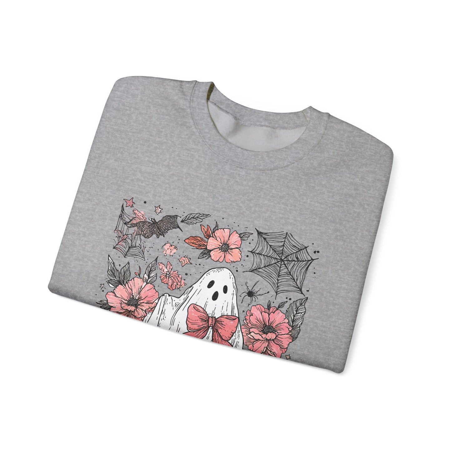Halloween Ghost Sweatshirt - Cozy Unisex Crewneck with Pumpkins, Perfect for Fall, Ghost Lovers, Autumn Apparel, Spooky Season