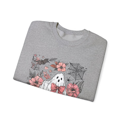 Halloween Ghost Sweatshirt - Cozy Unisex Crewneck with Pumpkins, Perfect for Fall, Ghost Lovers, Autumn Apparel, Spooky Season