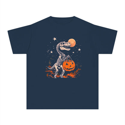 Dinosaur Halloween Youth Tee, Fun T-Shirt for Kids, Trick or Treat Kids Shirt, Spooky Kids Halloween Outfit, Dino Costume Tee