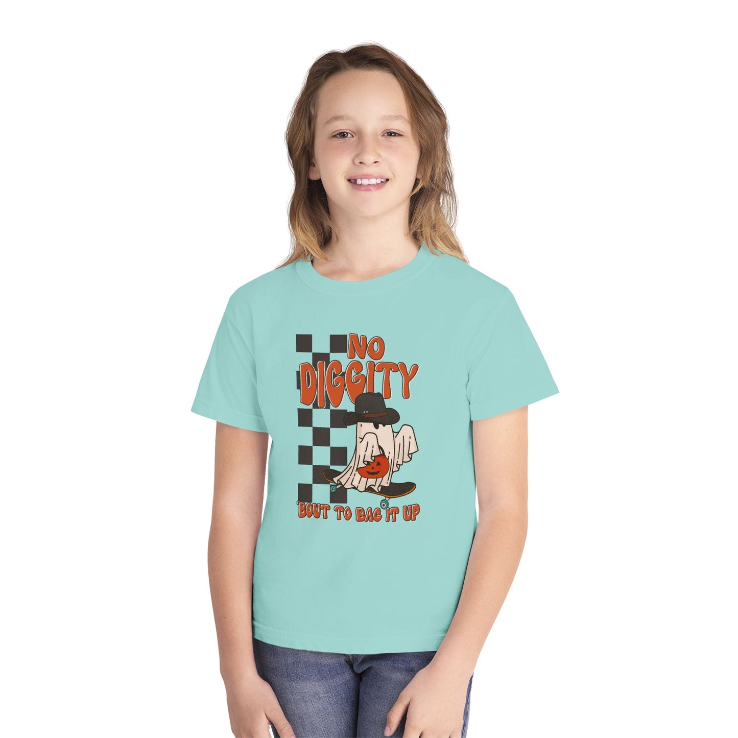 Kids No Diggity Halloween T-Shirt – Comfort Colors® Ghost Skateboard Graphic Tee