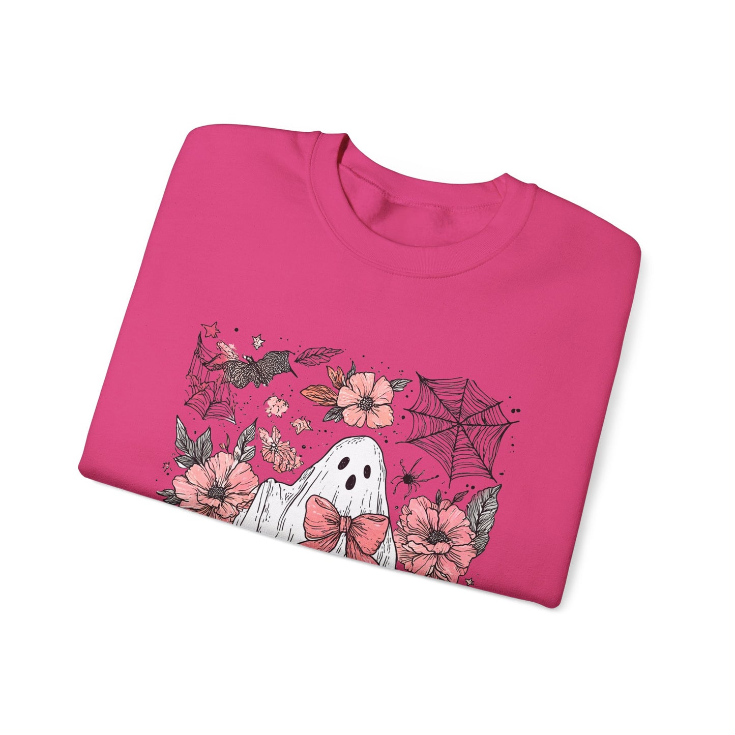 Halloween Ghost Sweatshirt - Cozy Unisex Crewneck with Pumpkins, Perfect for Fall, Ghost Lovers, Autumn Apparel, Spooky Season